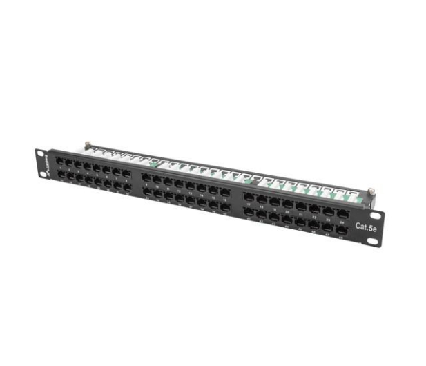 Lanberg Patchpanel 48p 19" 1U UTP 5e półka (czarna) - 457254 - zdjęcie